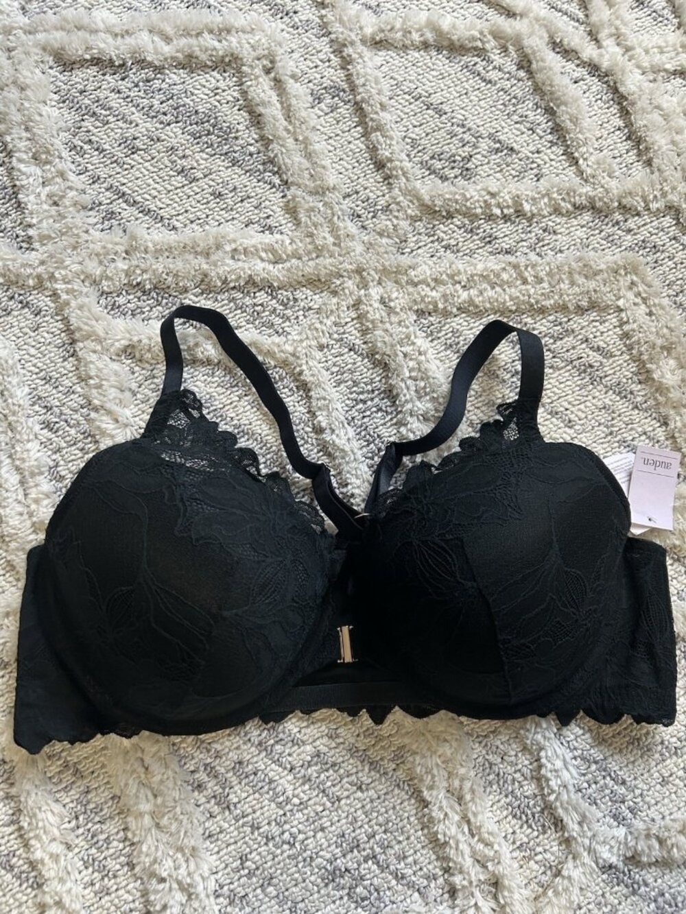 Nwt Auden Black Lace Molded Cup Underwire Bra 44D Front Closure